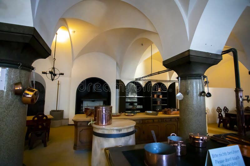 Old royal kitchen in Neuschwanstein Castle, Germany. Neuschwanstein castle kitchen stock images, royalty-free photos and pictures