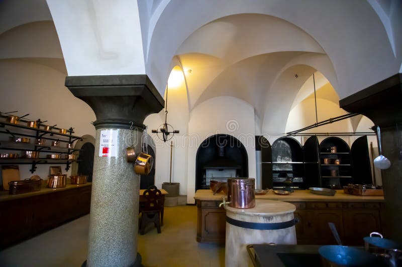Germany, Neuschwanstein Castle, Inside the Castle, Old, Royal Kitchen ...