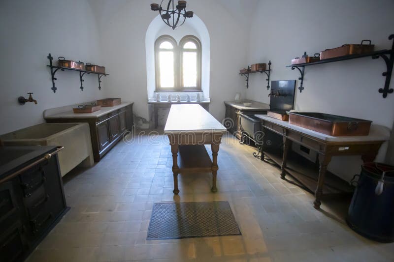 Old royal kitchen in Neuschwanstein Castle, Germany. Neuschwanstein castle kitchen stock images, royalty-free photos and pictures