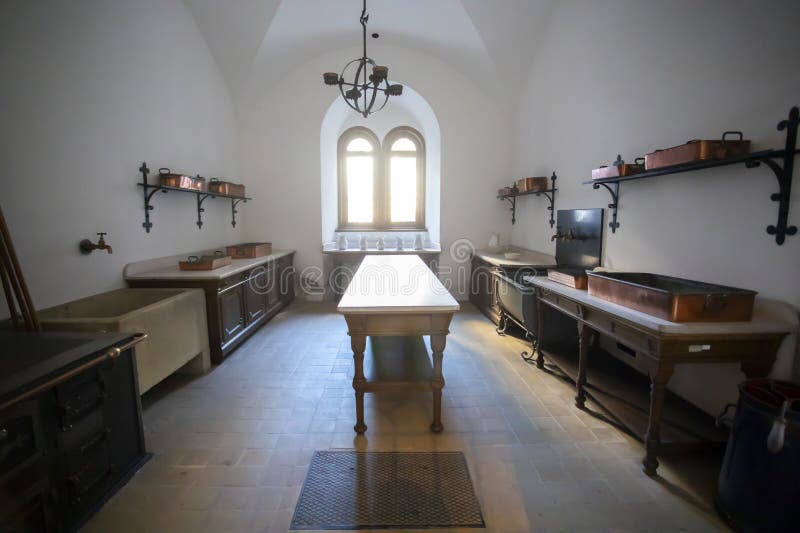 Old royal kitchen in Neuschwanstein Castle, Germany. Neuschwanstein castle kitchen stock images, royalty-free photos and pictures