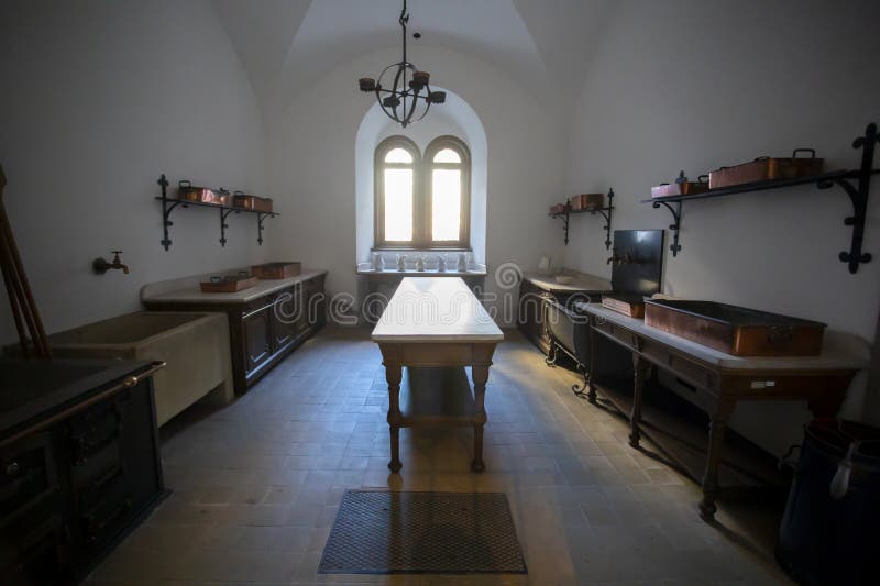 Old royal kitchen in Neuschwanstein Castle, Germany. Neuschwanstein castle kitchen stock images, royalty-free photos and pictures