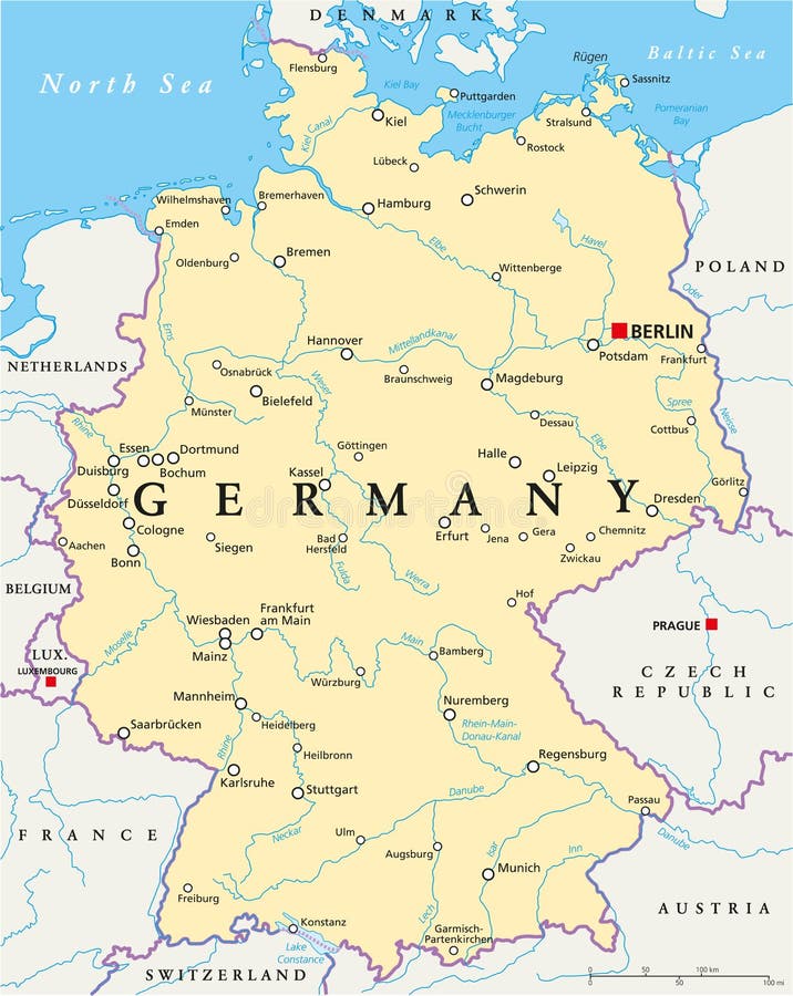 Germany Political Map stock vector. Illustration of berlin - 103522978