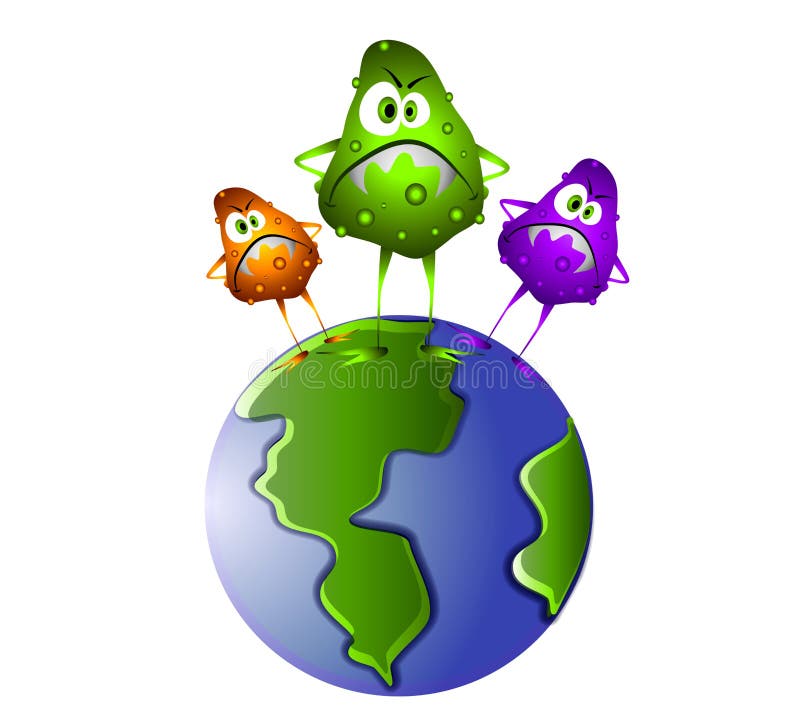 Germes de Superbug sur le monde illustration libre de droits Germes de Superbug sur le monde illustration libre de droits