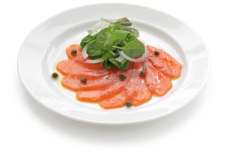 Gerookte zalmsalade royalty-vrije stock afbeeldingen Gerookte zalmsalade royalty-vrije stock afbeeldingen