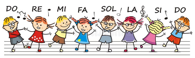 Gesangund tanzende Kinder zum Thema MI-Fa-Solenoid-Lasi tun EPS.