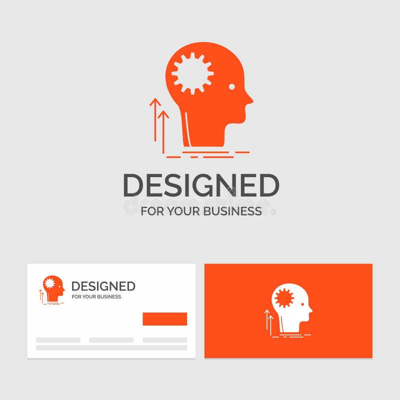 Gesch?ftslogoschablone f?r den Verstand, kreativ, denkend, Idee, Brainstorming Orange Visitenkarten mit Markenlogoschablone vektor abbildung Gesch?ftslogoschablone f?r den Verstand, kreativ, denkend, Idee, Brainstorming Orange Visitenkarten mit Markenlogoschablone vektor abbildung