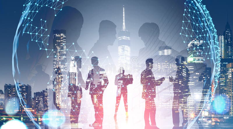 Gesch?ftsteam in der Stadt Globale Welt stock abbildung Gesch?ftsteam in der Stadt Globale Welt stock abbildung
