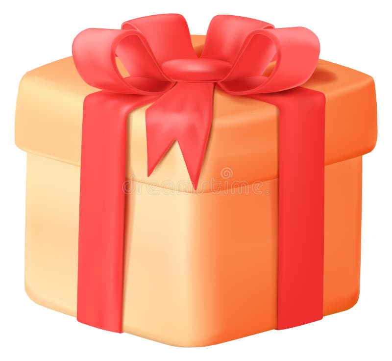 Geschenkbox 3Darstellung Symbol. Farbband vorhanden lizenzfreie abbildung