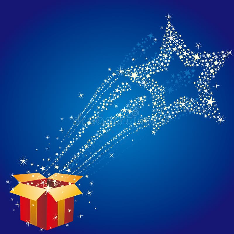 gift box and star,starry background. gift box and star,starry background