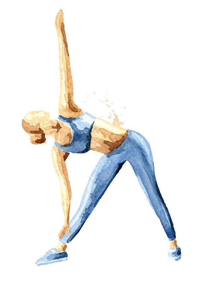 Geschikt meisje die Uitrekkende training doen Conceptenfitness sport Waterverfhand getrokken die illustratie, op witte achtergron royalty-vrije illustratie Geschikt meisje die Uitrekkende training doen Conceptenfitness sport Waterverfhand getrokken die illustratie, op witte achtergron royalty-vrije illustratie