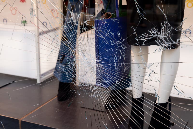 Geschliffenes Fenster Gebrochener Schaufenster Knackpunkt