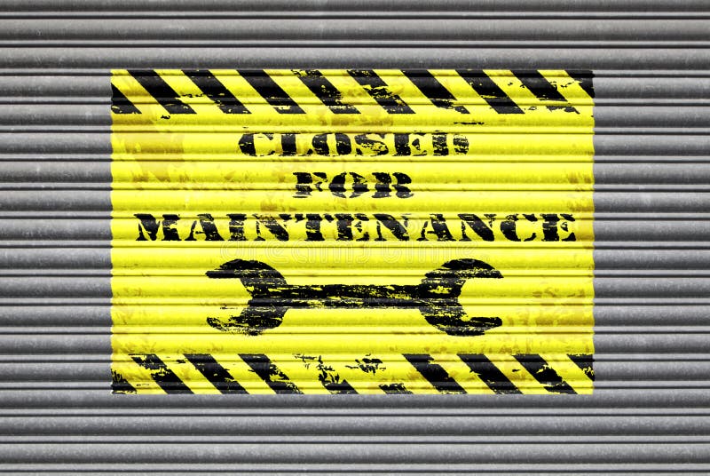 Geschlossen für Wartungs-Fensterladen lizenzfreies stockbild Geschlossen für Wartungs-Fensterladen lizenzfreies stockbild
