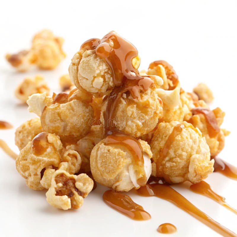 Geschmackvoll Caramel Popcorn isoliert auf weißem Hintergrund vektor abbildung
