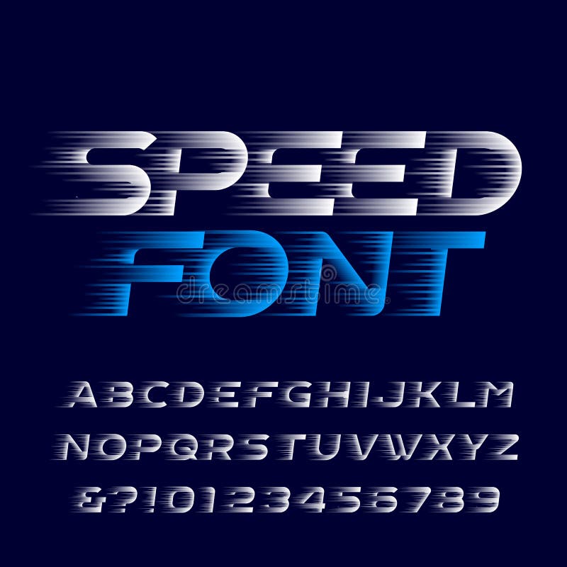 Speed alphabet font. Fast speed effect type letters and numbers. Stock vector typescript for your design. Easy color change. Speed alphabet font. Fast speed effect type letters and numbers. Stock vector typescript for your design. Easy color change.