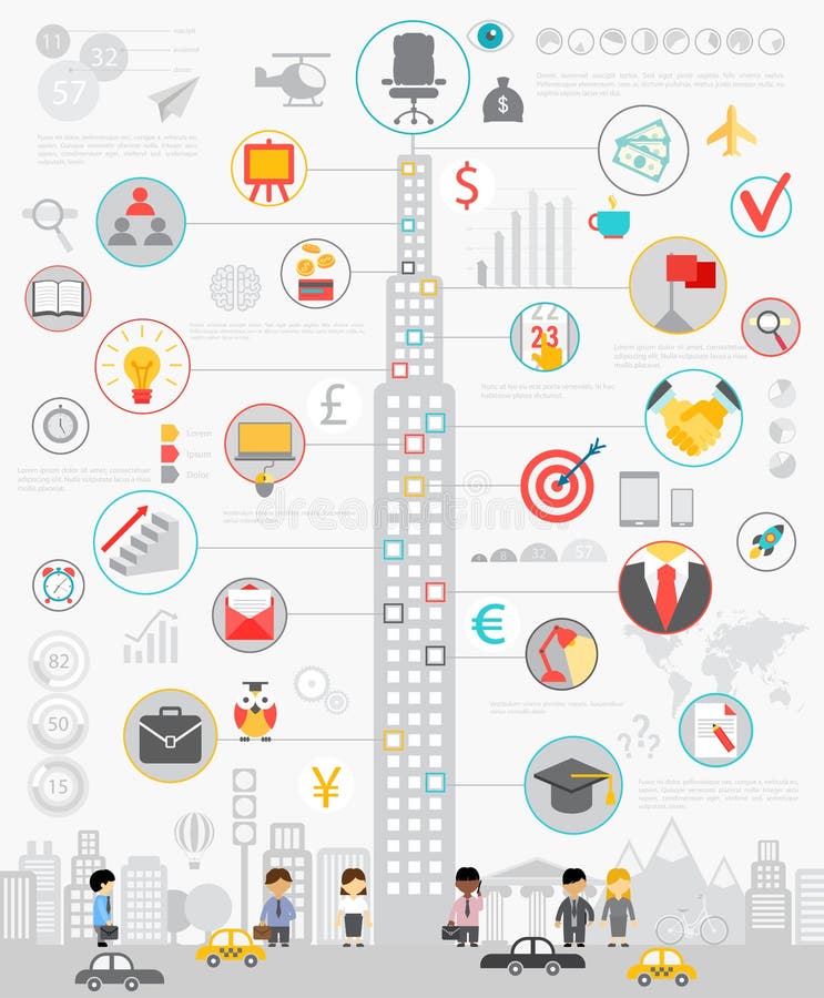 Geschäft Infographic stellte mit Diagrammen und anderen Elementen ein stock abbildung Geschäft Infographic stellte mit Diagrammen und anderen Elementen ein stock abbildung