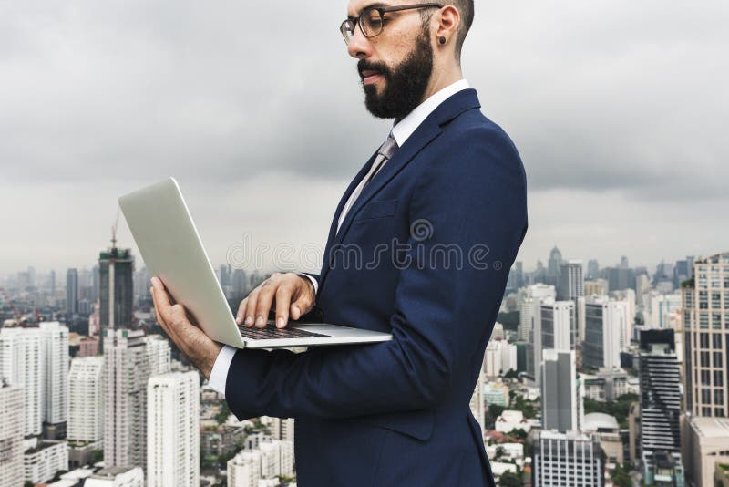Geschäft Person Standing Rooftop Concept stockbilder