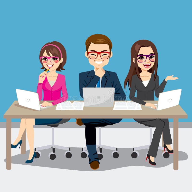 Geschäft Team Sitting stock abbildung Geschäft Team Sitting stock abbildung