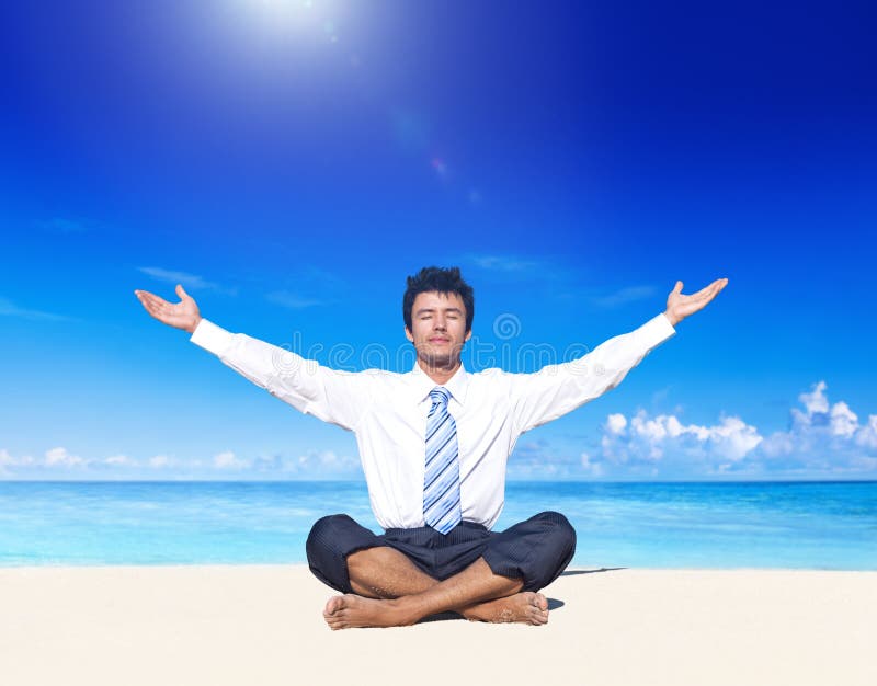 Geschäfts-Meditations-Strand-Erfrischungs-Konzept