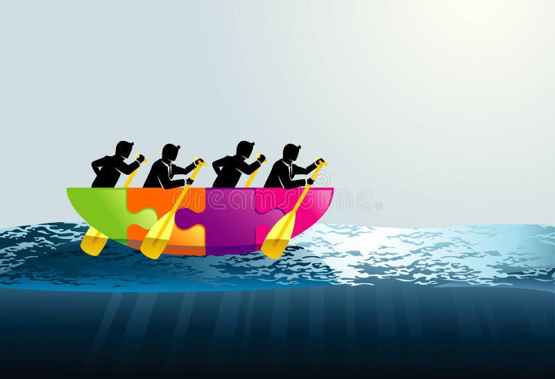 Geschäfts-Teamwork auf einem Boot