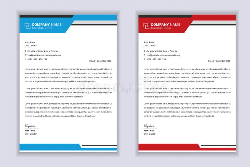 Business Professional Letterhead Template Design With Blue Red And  Color Shape. Business Professional Letterhead Template Design With Blue Red And  Color Shape.