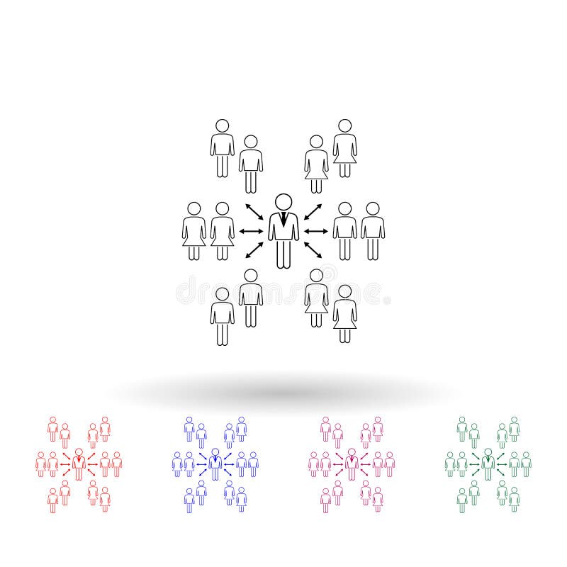 Geschäftsbeziehung zu Kunden mit mehrfarbigem Symbol Einfache dünne Linie, Umrissvektor Vektor von Menschen Icons für ui und ux vektor abbildung