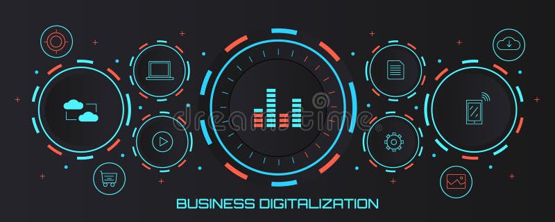 Geschäftsdigital-analog-wandlung - digitales Umwandlungskonzept Flache Designvektorfahne vektor abbildung