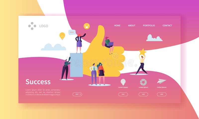 Geschäftserfolg-Landungs-Seite Erfolgreicher Team Work Concept mit flachen Charakteren auf der Suche nach kreativer Idee website lizenzfreie abbildung Geschäftserfolg-Landungs-Seite Erfolgreicher Team Work Concept mit flachen Charakteren auf der Suche nach kreativer Idee website lizenzfreie abbildung