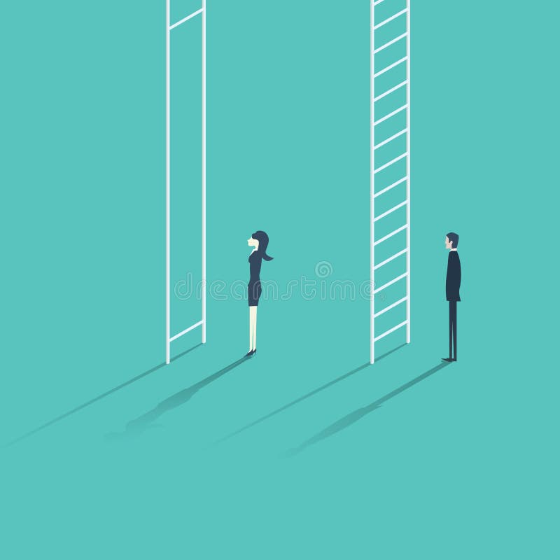 Geschäftsfrau gegen Mannunternehmensleiterkarrierekonzept-Vektorillustration stock abbildung Geschäftsfrau gegen Mannunternehmensleiterkarrierekonzept-Vektorillustration stock abbildung