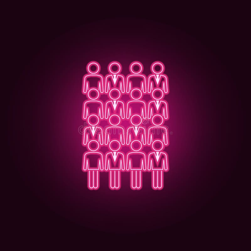 Gesch? ftsleute in der Mengenneonikone Elemente des Leutesatzes Einfache Ikone f? r Website, Webdesign, mobiler App, Informationsgraphiken auf dunklem Steigungshintergrund