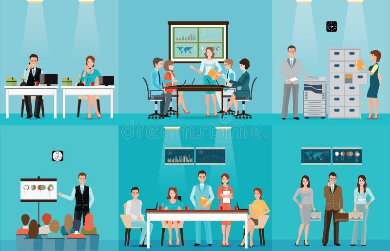Geschäftsleute, die im Büro arbeiten vektor abbildung