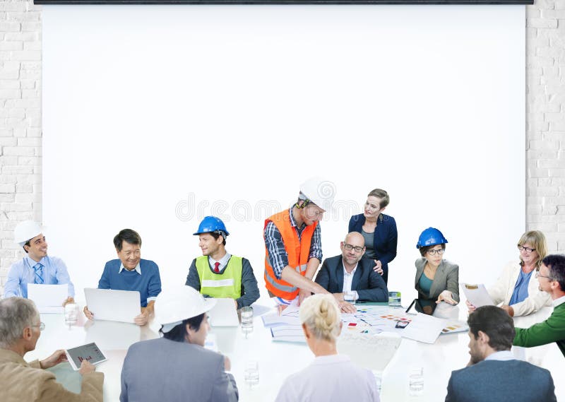 Geschäftsleute, die Unternehmensdarstellungs-Architekten Design treffen stockfoto Geschäftsleute, die Unternehmensdarstellungs-Architekten Design treffen stockfoto