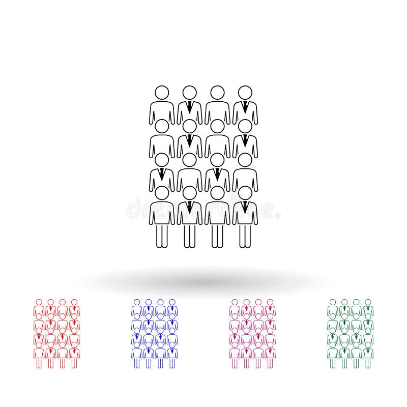 Geschäftsleute im Massen-Mehrfarbensymbol Einfache dünne Linie, Umrissvektor Vektor-Icons für ui und ux, Website oder mobile vektor abbildung