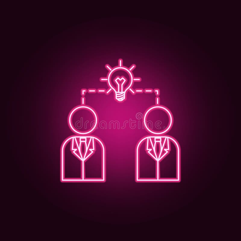 Geschäftsleute und anschließende Glühlampeneonikone Elemente des Ideensatzes Einfache Ikone f? r Website, Webdesign, mobiler App stock abbildung