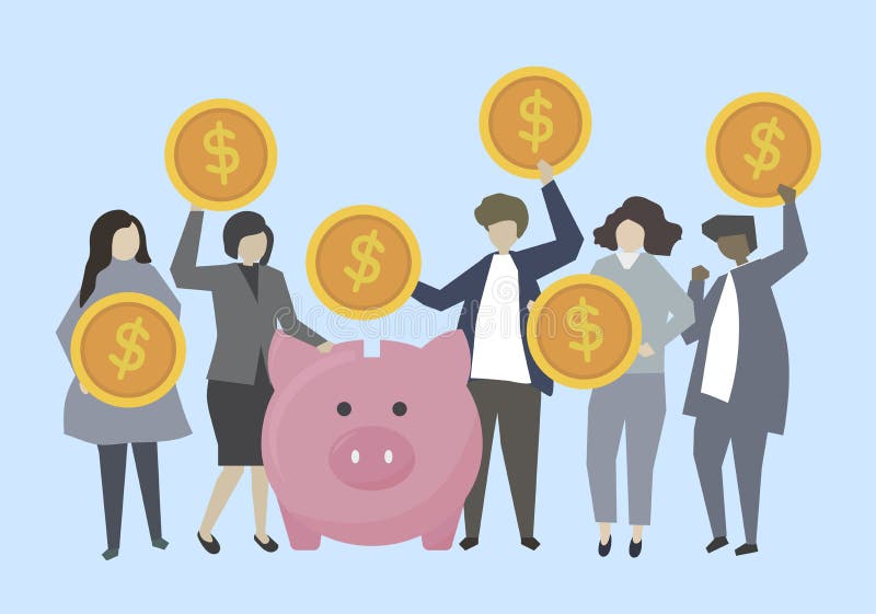 Geschäftsleute und Banker mit Geldillustration vektor abbildung Geschäftsleute und Banker mit Geldillustration vektor abbildung