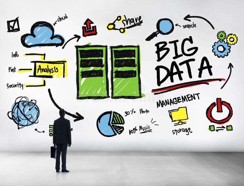 Geschäftsmann Big Data Management, das oben Konzept schaut stockbilder Geschäftsmann Big Data Management, das oben Konzept schaut stockbilder