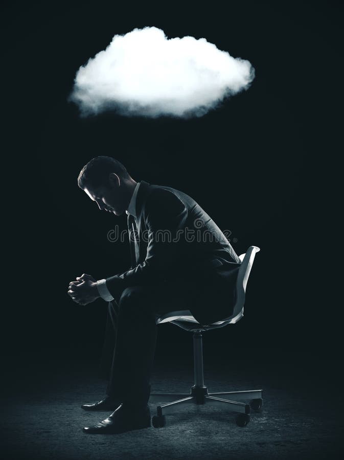 Geschäftsmann, der auf den Stuhl sitzt stockbild