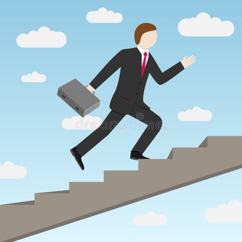 Geschäftsmann, der die Treppen steigert stock abbildung