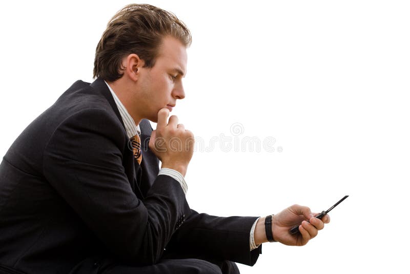 Geschäftsmann, der SMS sendet stockfoto Geschäftsmann, der SMS sendet stockfoto