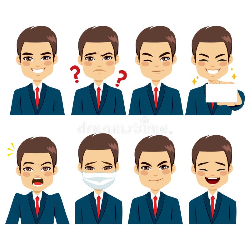 Geschäftsmann Expressions Avatar stock abbildung Geschäftsmann Expressions Avatar stock abbildung
