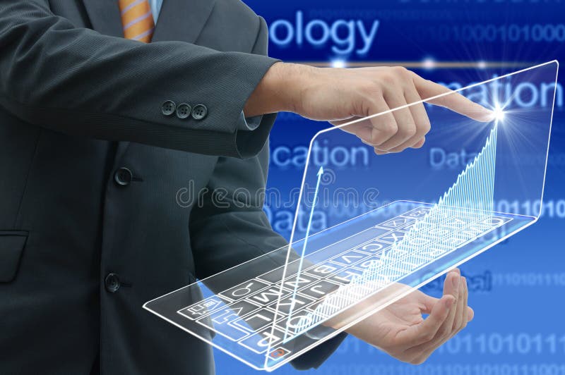 Geschäftsmann, intelligentes Technologiekonzept lizenzfreies stockbild Geschäftsmann, intelligentes Technologiekonzept lizenzfreies stockbild