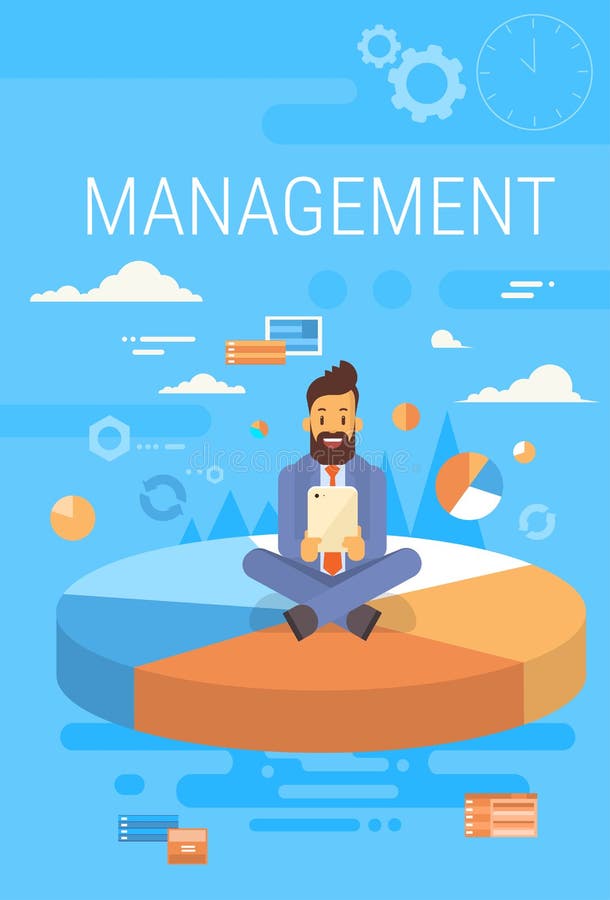 Geschäftsmann-Manager-With Tablet Computer-Management-Konzept stock abbildung