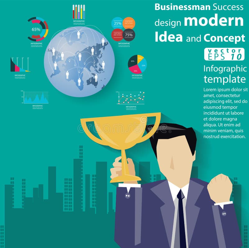 Geschäftsmann-Success-Design moderne Idee und Konzept Vector Illustration Infographic-Schablone mit Ikone vektor abbildung Geschäftsmann-Success-Design moderne Idee und Konzept Vector Illustration Infographic-Schablone mit Ikone vektor abbildung