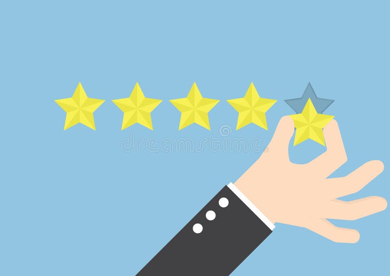 Businessman hand giving five star rating, Feedback concept, VECTOR, EPS10. Businessman hand giving five star rating, Feedback concept, VECTOR, EPS10