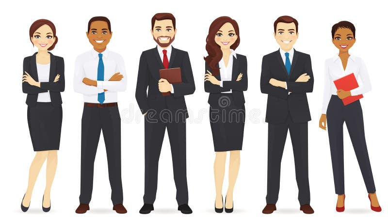 Group of business man and woman vector illustration set. Group of business man and woman vector illustration set