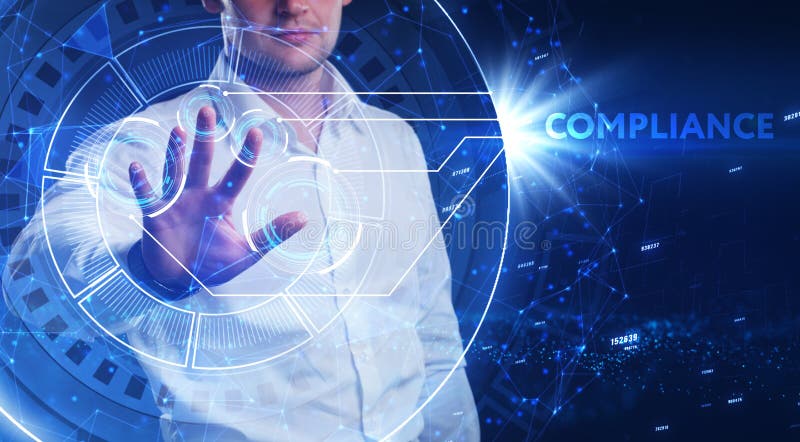 Geschäftstechnologieinternet- und -netzkonzept. Einhaltung Gesetzesvorgeschriebene Politik Stelle rangiert. stockbild