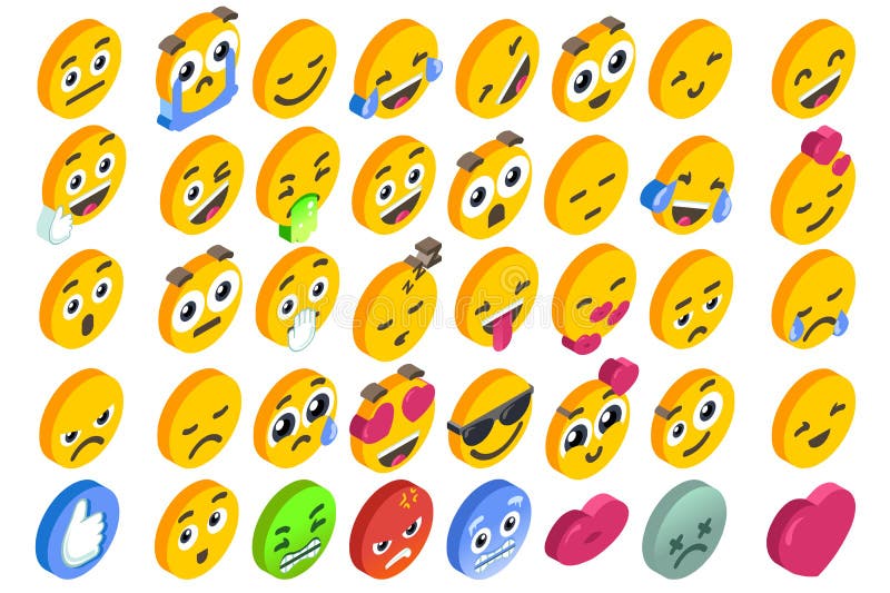 Gesetzte Emoticon-Reaktions-Sozialknopf-Vektor Emoji stock abbildung Gesetzte Emoticon-Reaktions-Sozialknopf-Vektor Emoji stock abbildung