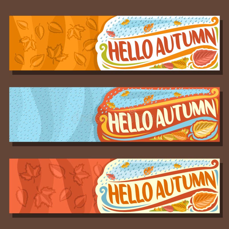 Gesetzte horizontale Fahnen des Vektors für Herbstsaison vektor abbildung Gesetzte horizontale Fahnen des Vektors für Herbstsaison vektor abbildung