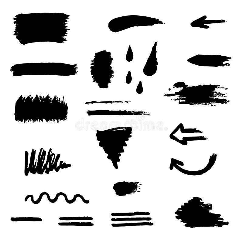 Gesetzte Illustration des schwarzen Bürstenanschlags stock abbildung Gesetzte Illustration des schwarzen Bürstenanschlags stock abbildung
