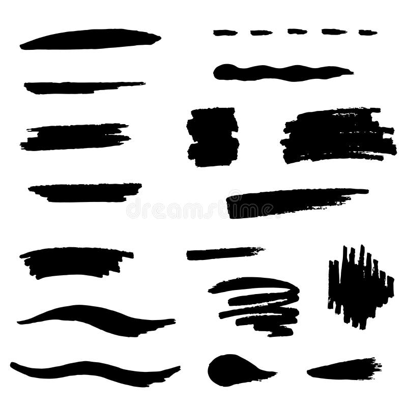Gesetzte Illustration des schwarzen Bürstenanschlags vektor abbildung Gesetzte Illustration des schwarzen Bürstenanschlags vektor abbildung