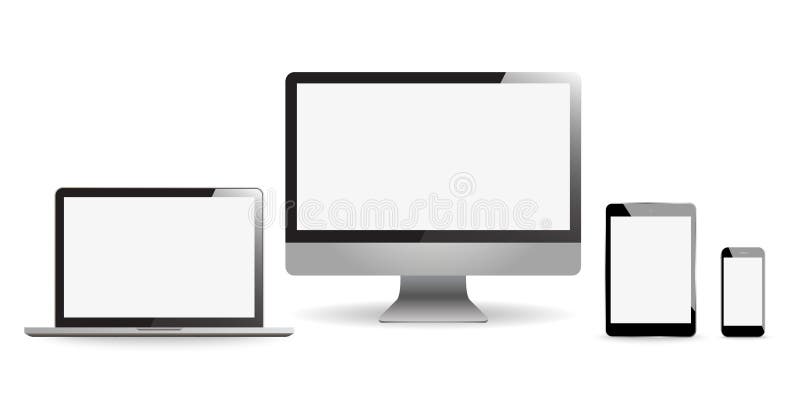 Gesetzte realistische Monitorlaptoptablette und -telefon vektor abbildung